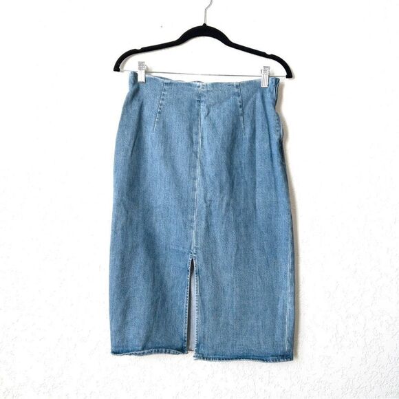 J.‎ Crew Blue Denim Midi Pencil Skirt Size 28 - Picture 1 of 7